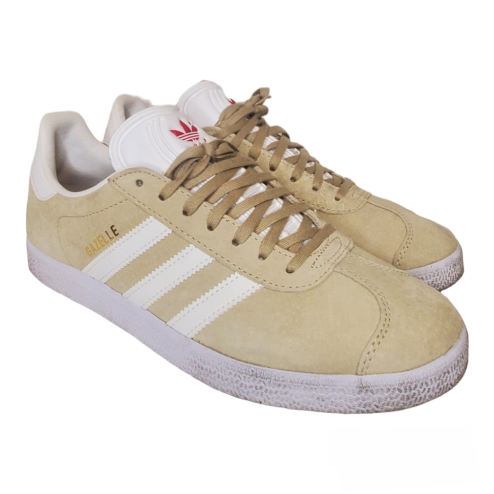 adidas Originals Gazelle Women's Tan and White Sneakers - Picture 2 of 6